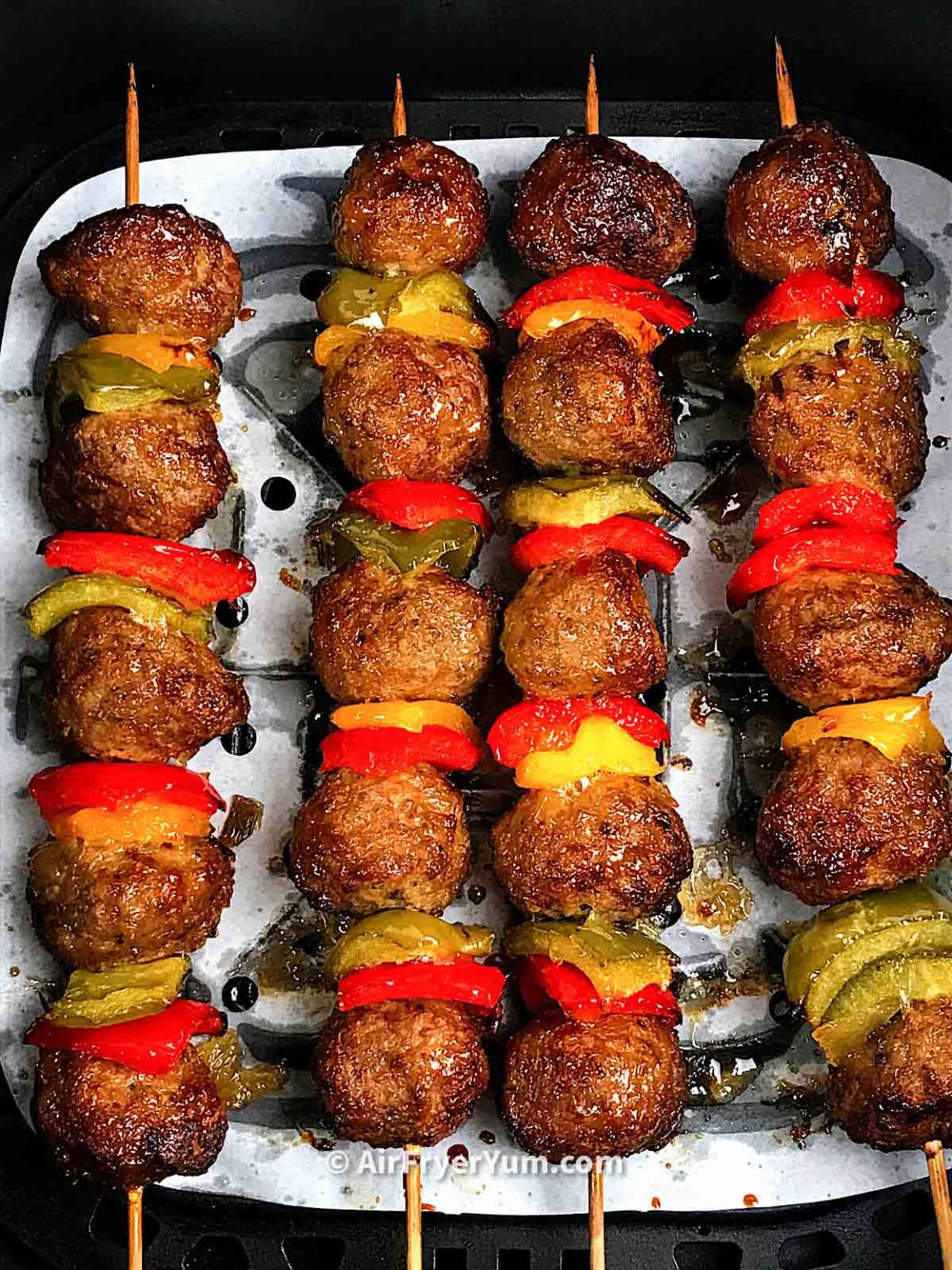 Air fryer meatball skewers (Kabobs) Air Fryer Yum