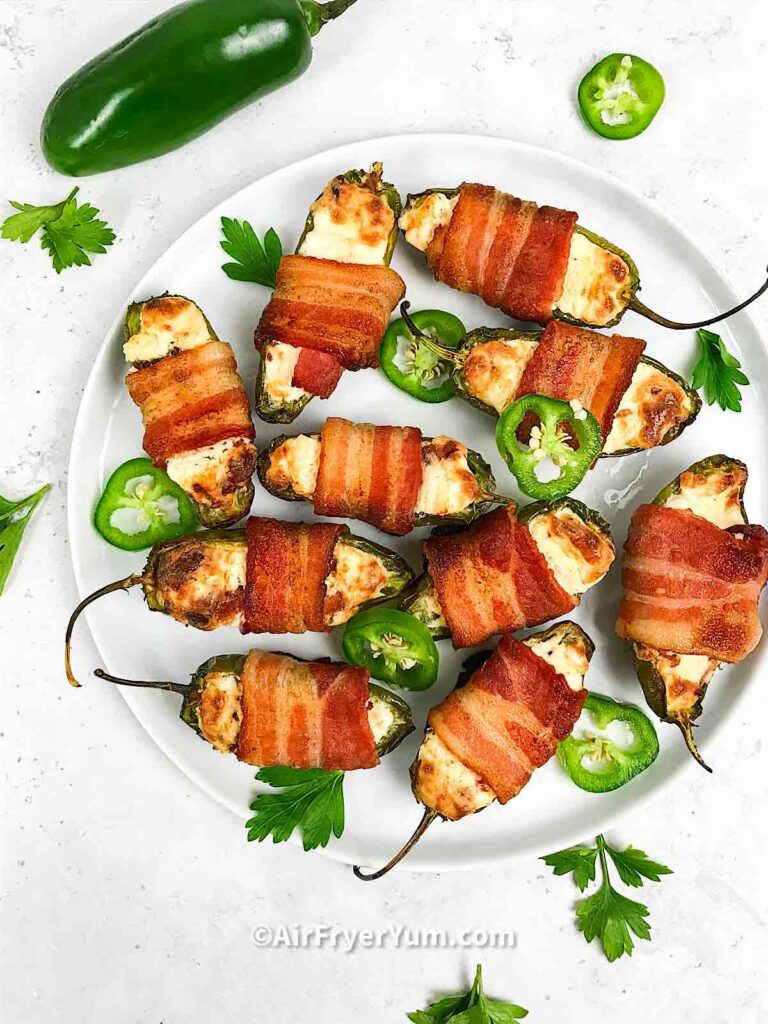 Turkey bacon wrapped jalapeno poppers in Air Fryer 