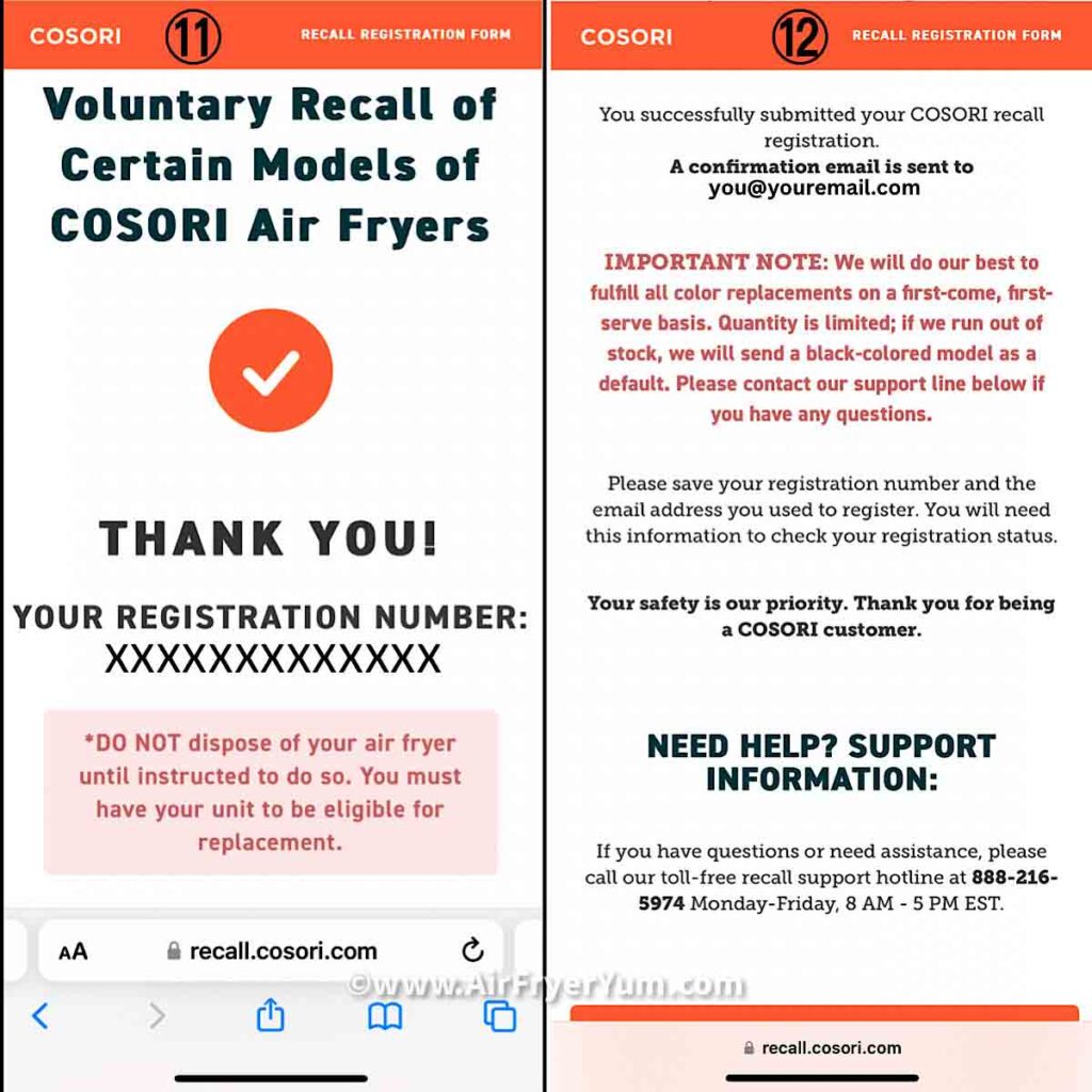 Cosori Recall - Tips to get approved (faster) : r/airfryer